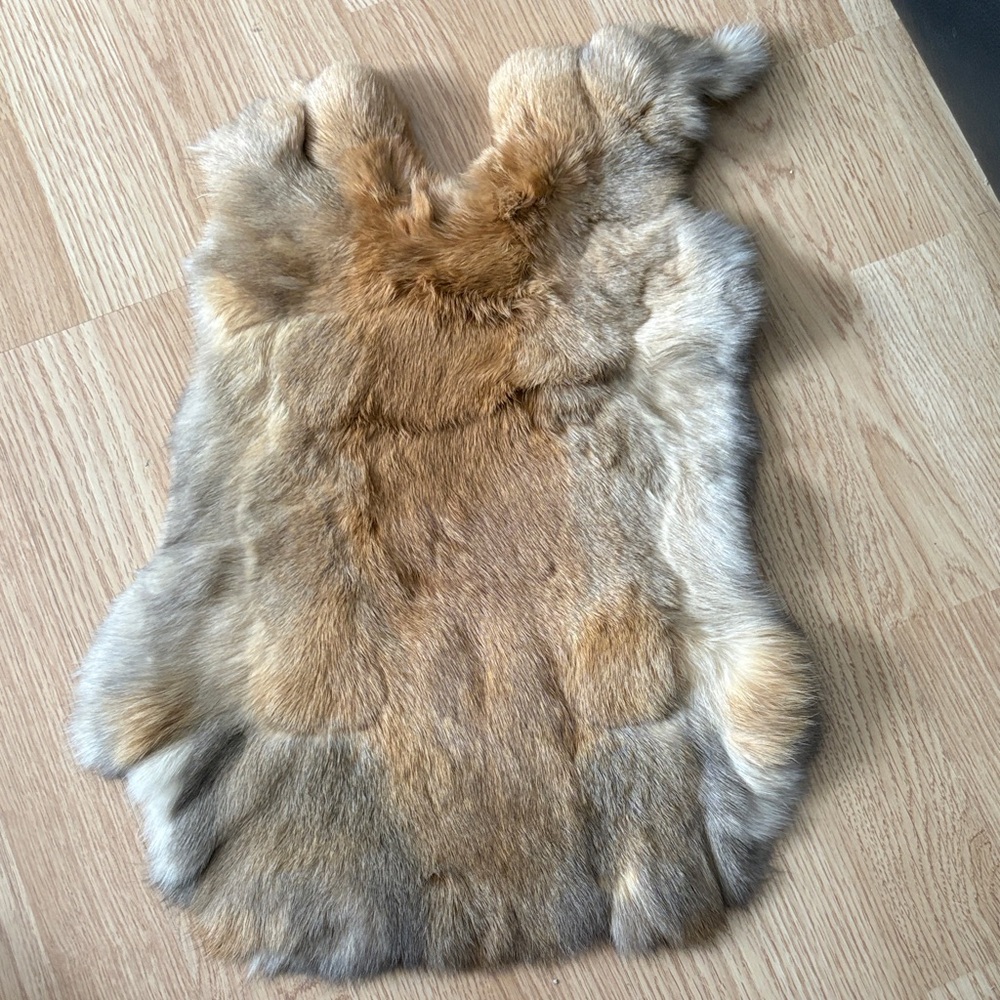 #0136 Brown Gray Rabbit Fur Pelt Craft Supply